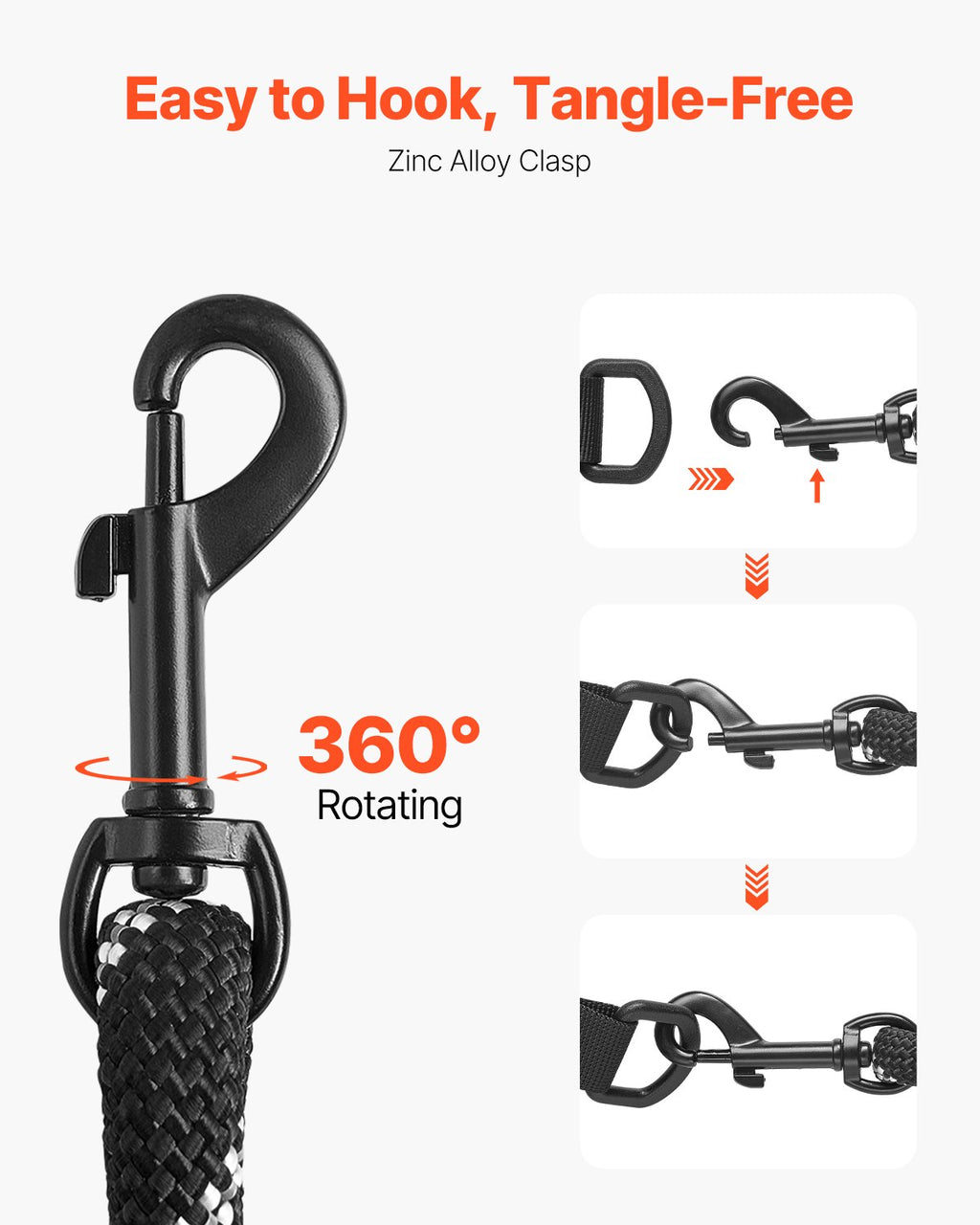 Heavy-Duty Reflective Rope Dog Leash (6FT)