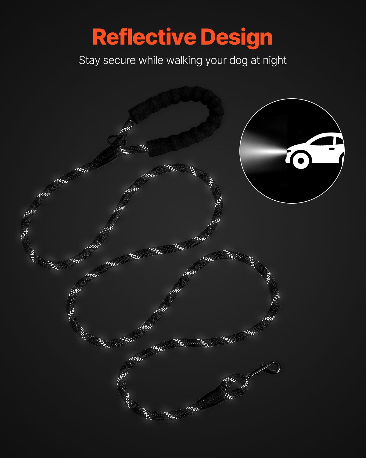 Heavy-Duty Reflective Rope Dog Leash (6FT)